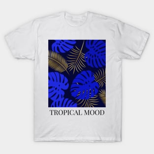 MODERN TROPICAL BLUE AND GOLD T-Shirt